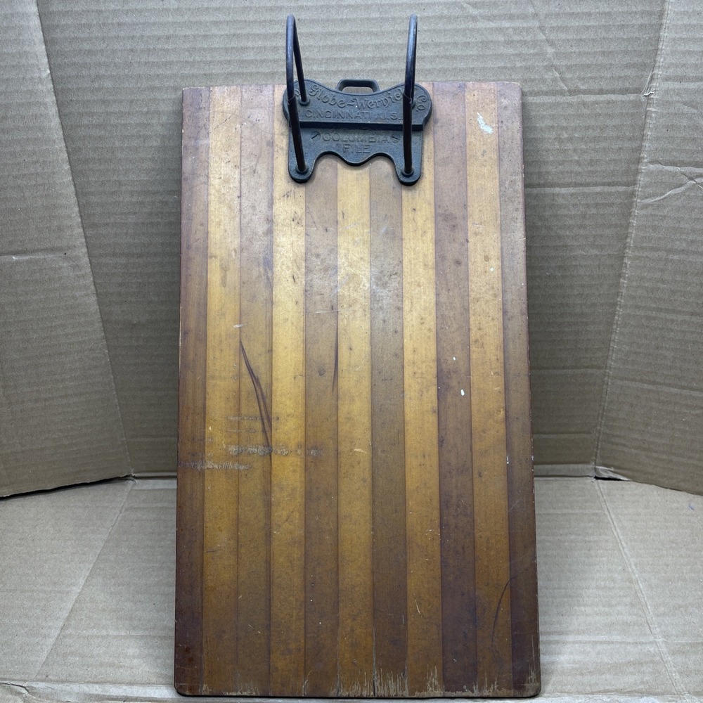 Antique Globe-Wernicke Columbia File Wood Clipboard Paper Holder Cincinnati USA